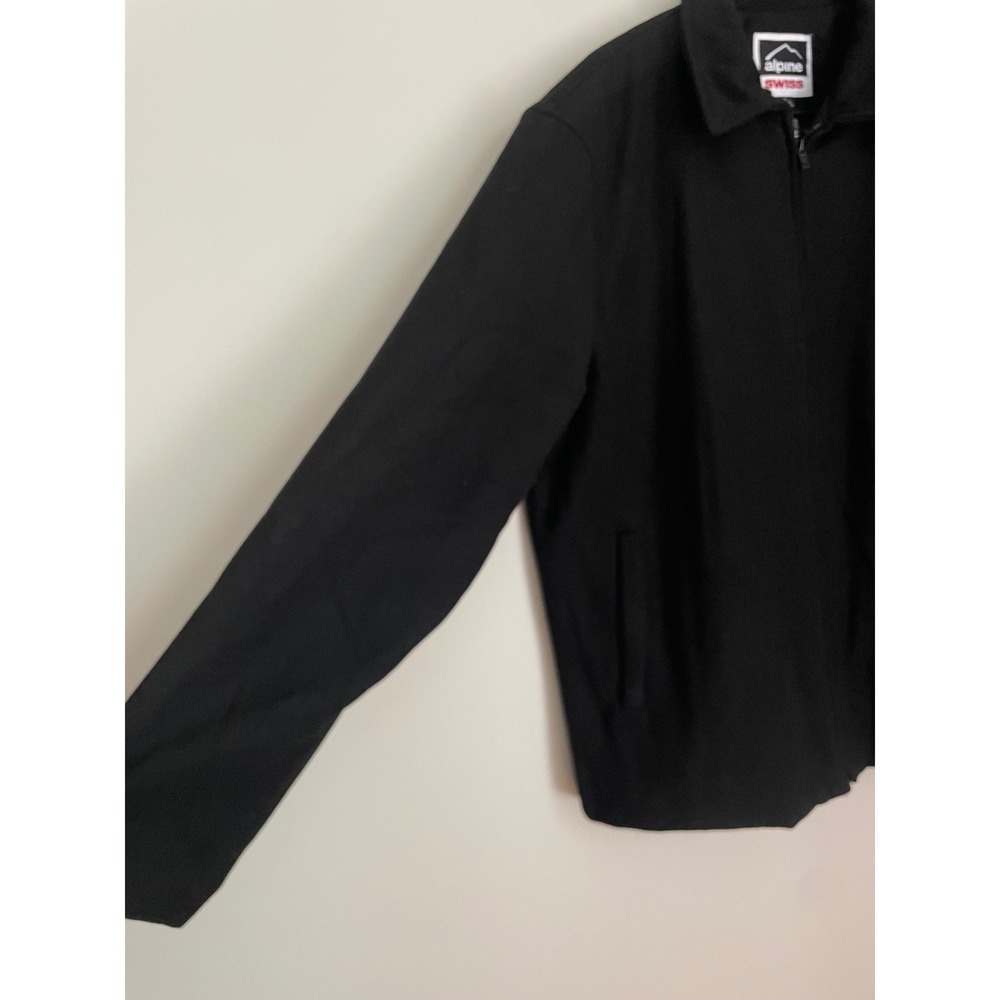 Alpine Swiss Men L Black Wool Blend Jacket‎ Full Zip Collared Coat Classic Clean - Picture 3 of 12